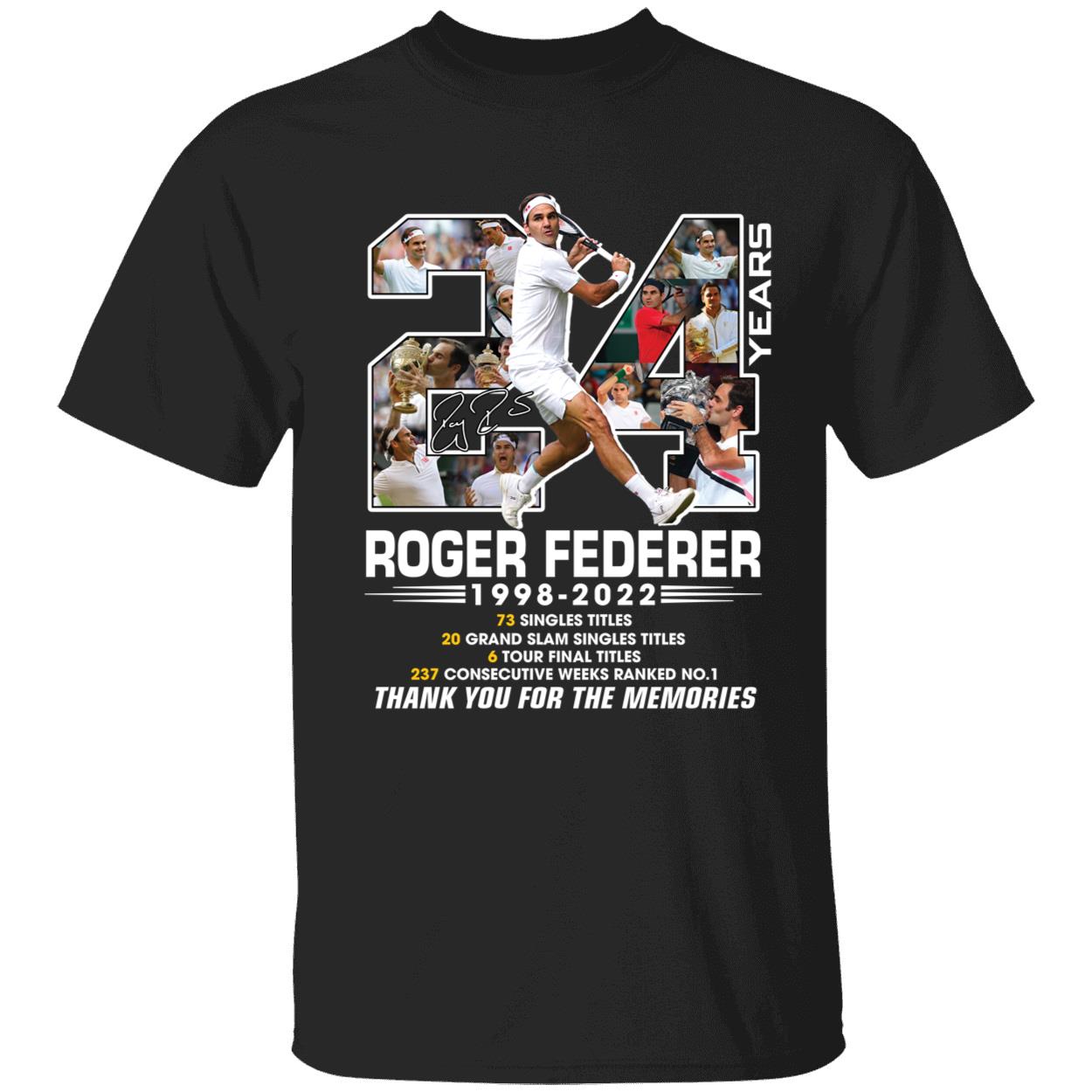 24 Years Roger Federer 1998 2022 Thank You For The Memories Shirt