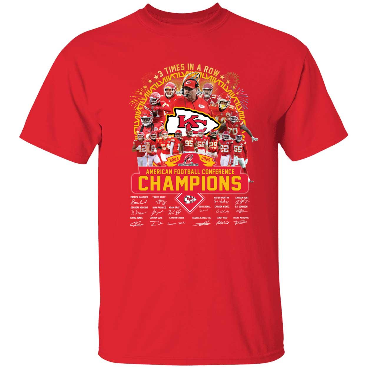 3 Times In A Row Afc Champions 2024 2025 Kansas City Chiefs Shirt 1 1.jpg