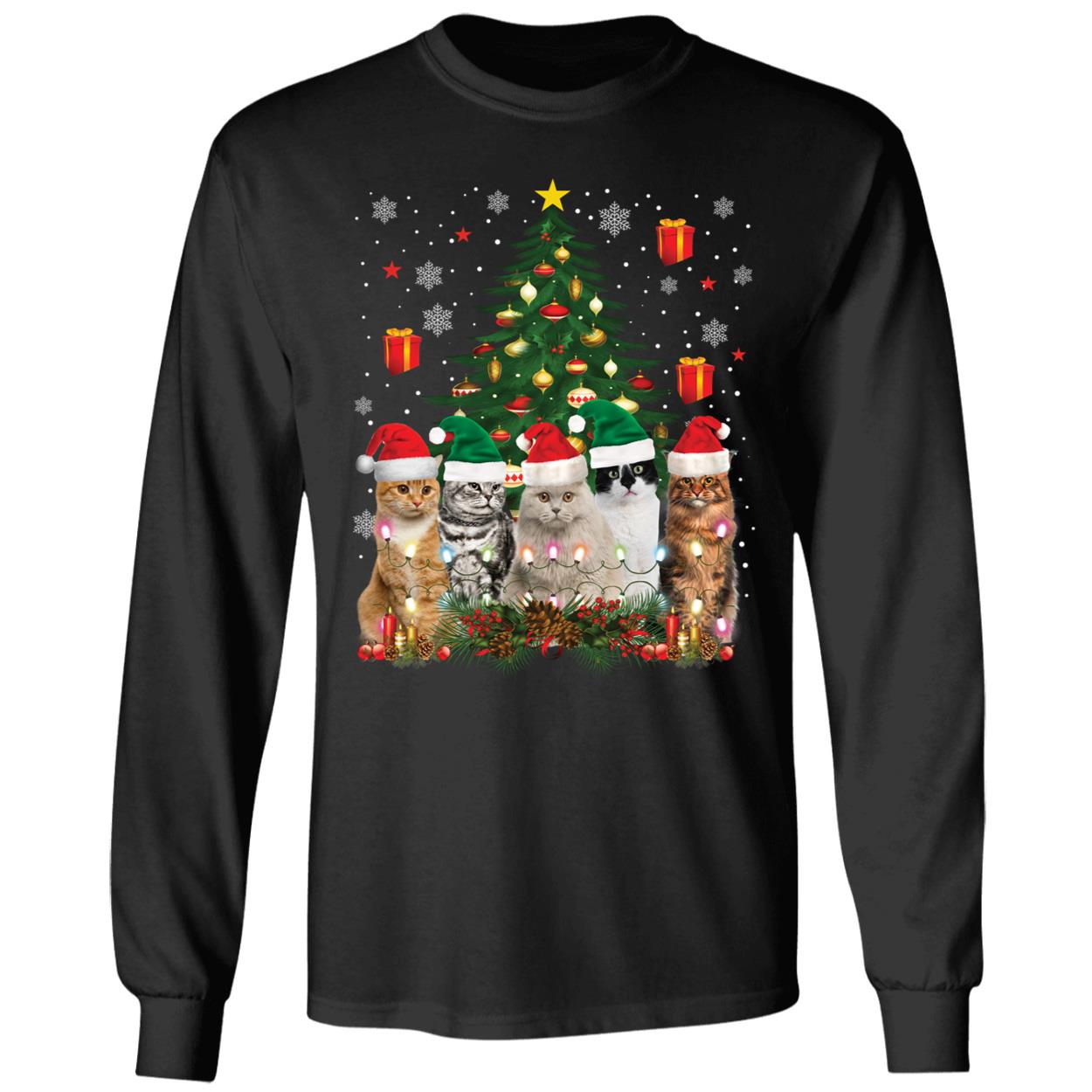 Cats Meowy Christmas Long Sleeve Shirt