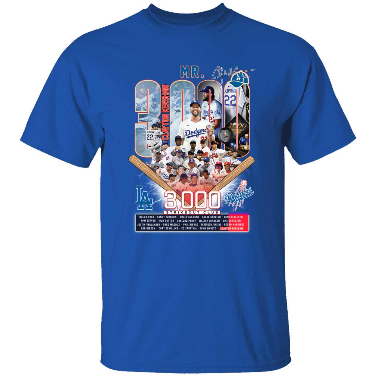 Clayton Kershaw Los Angeles Dodgers 3000 Strikeout Club Shirt 1 1.jpg