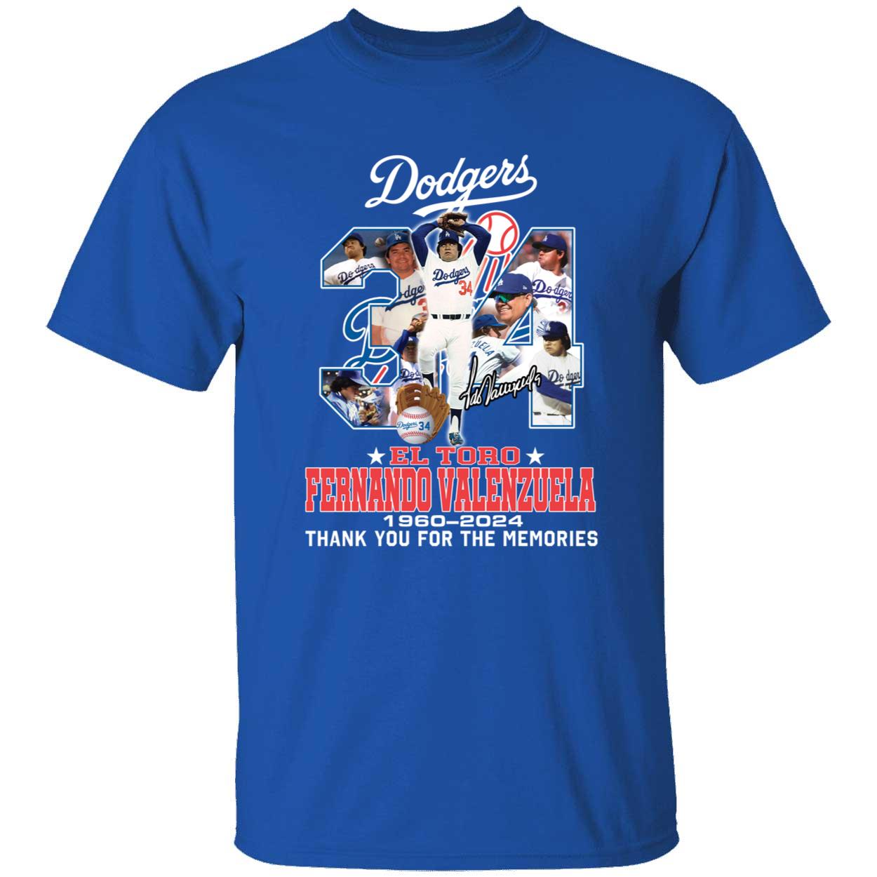 Dodgers El Toro Fernando Valenzuela 1960 2024 Thank You For The Memories Shirt 1 1.jpg