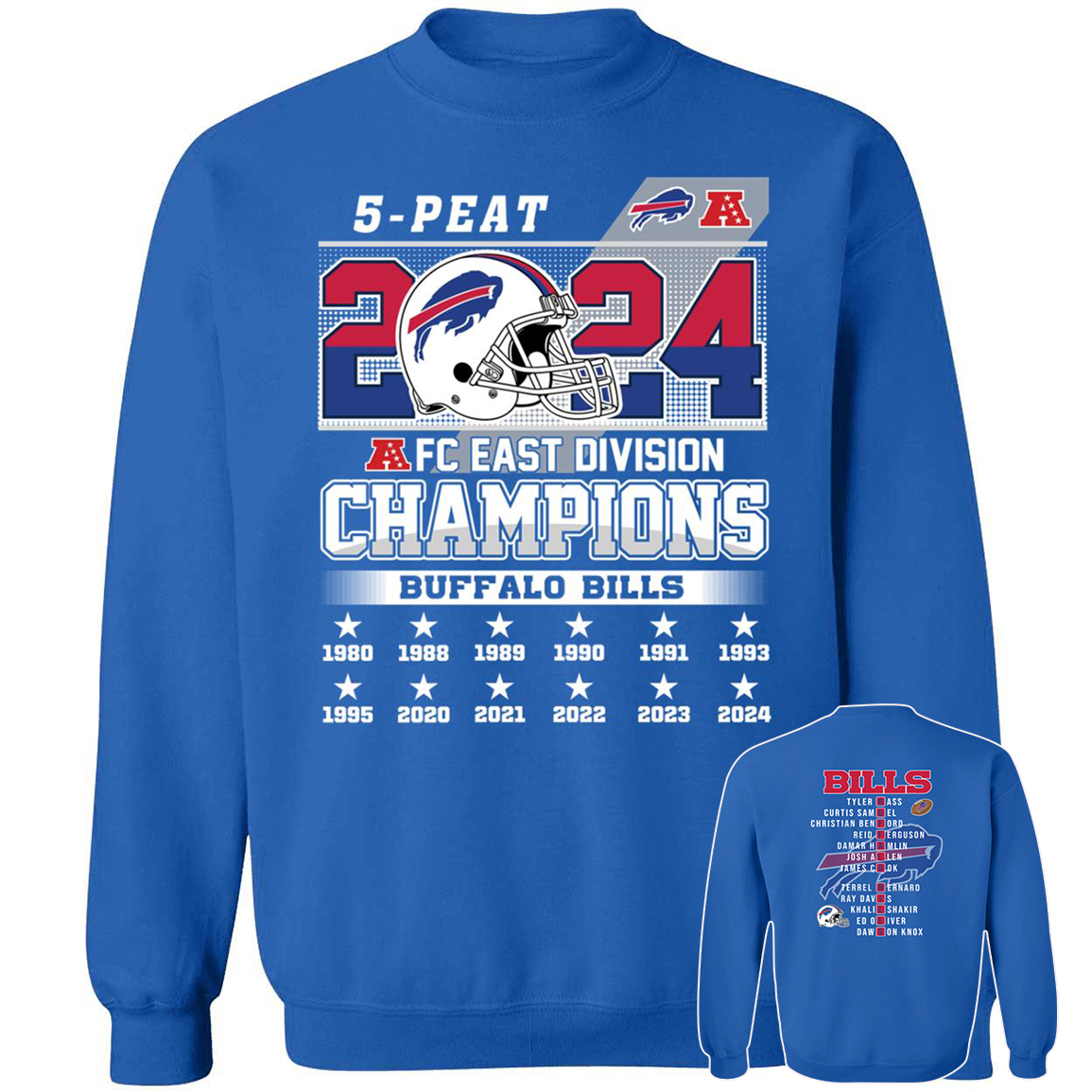 Front Back 5 Peat 2024 Afc East Division Champions Buffalo Bills2.png