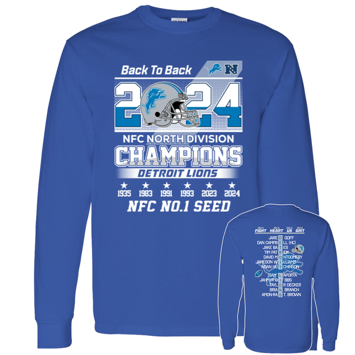 Front Back Back To Back 2024 Nfc North Division Champions Detroit Lions Nfc No 1 Seed4.png
