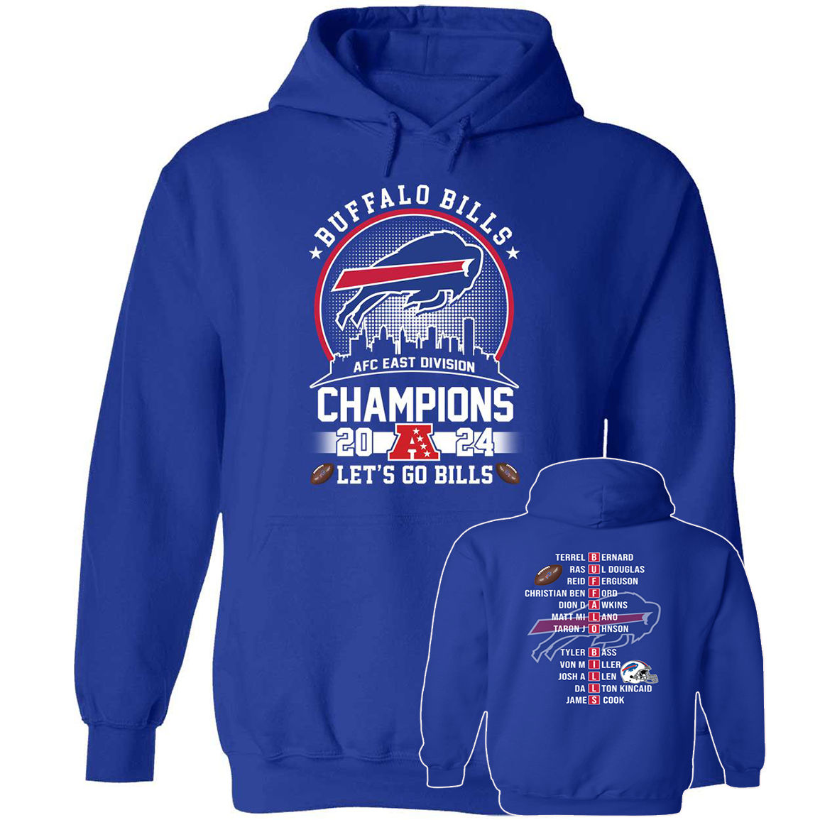 Front Back Buffalo Bills AFC East Division Champions 2024 Lets Go Bills1.png