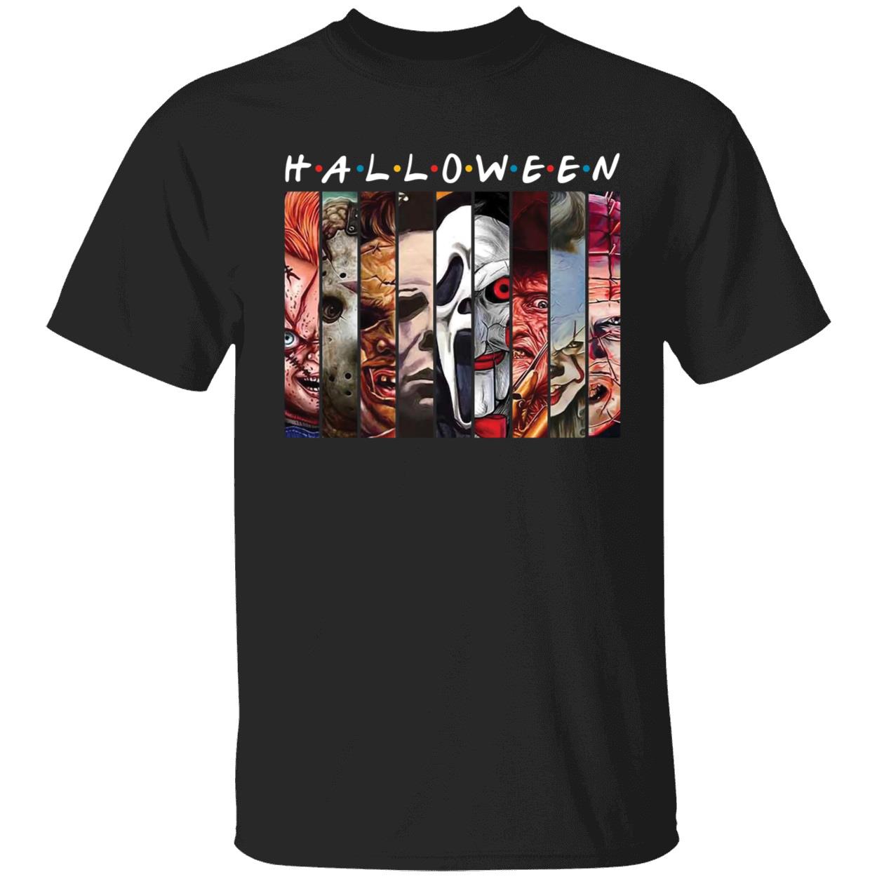 Halloween Horror Characters Friends Mashup Face Shirt