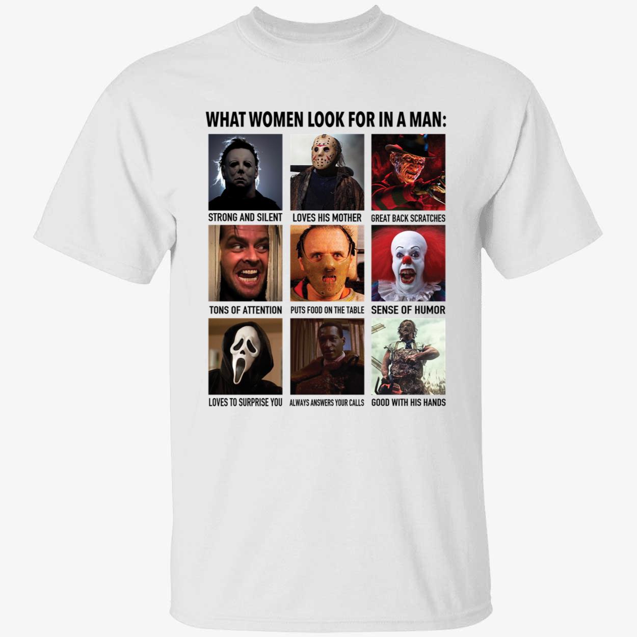 Halloween Horror Characters What Women Look For In A Man Shirt