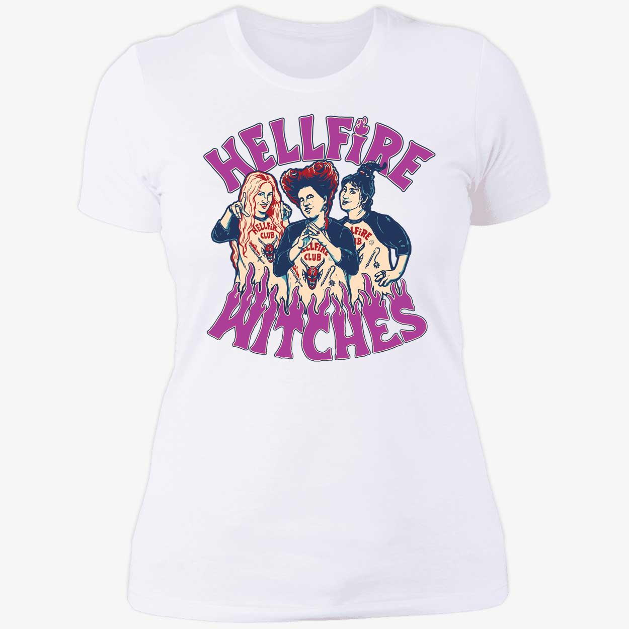 Hocus Pocus Hellfire Witches Club Ladies Boyfriend Shirt