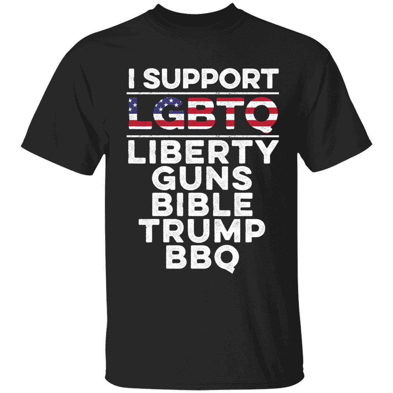 I Support LGBTQ Liberty Guns Bible Trump Bbq Shirt
