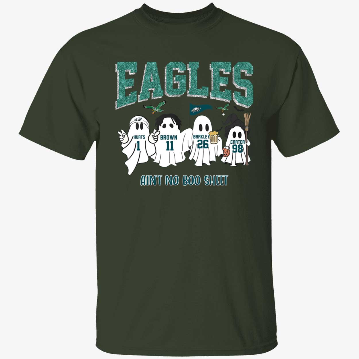 Jalen Hurts A.J Brown Saquon Barkley Jalen Carter Aint No Boo Sheet Shirt 1 1.jpg