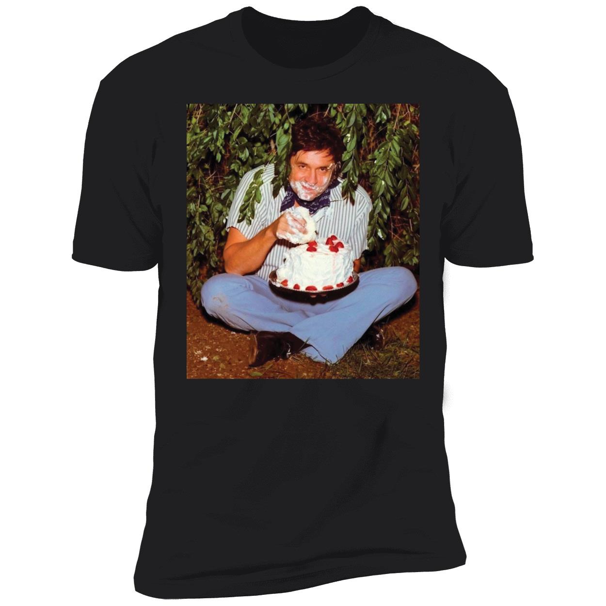 Johnny Cash Eating Cake Premium SS T-Shirt