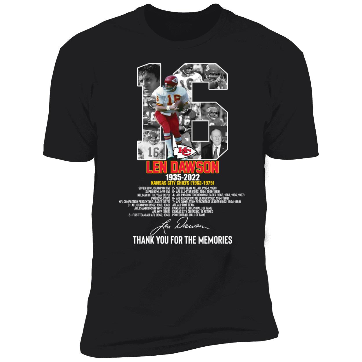 Len Dawson 1935 2022 Thank You For The Memories Premium SS T-Shirt