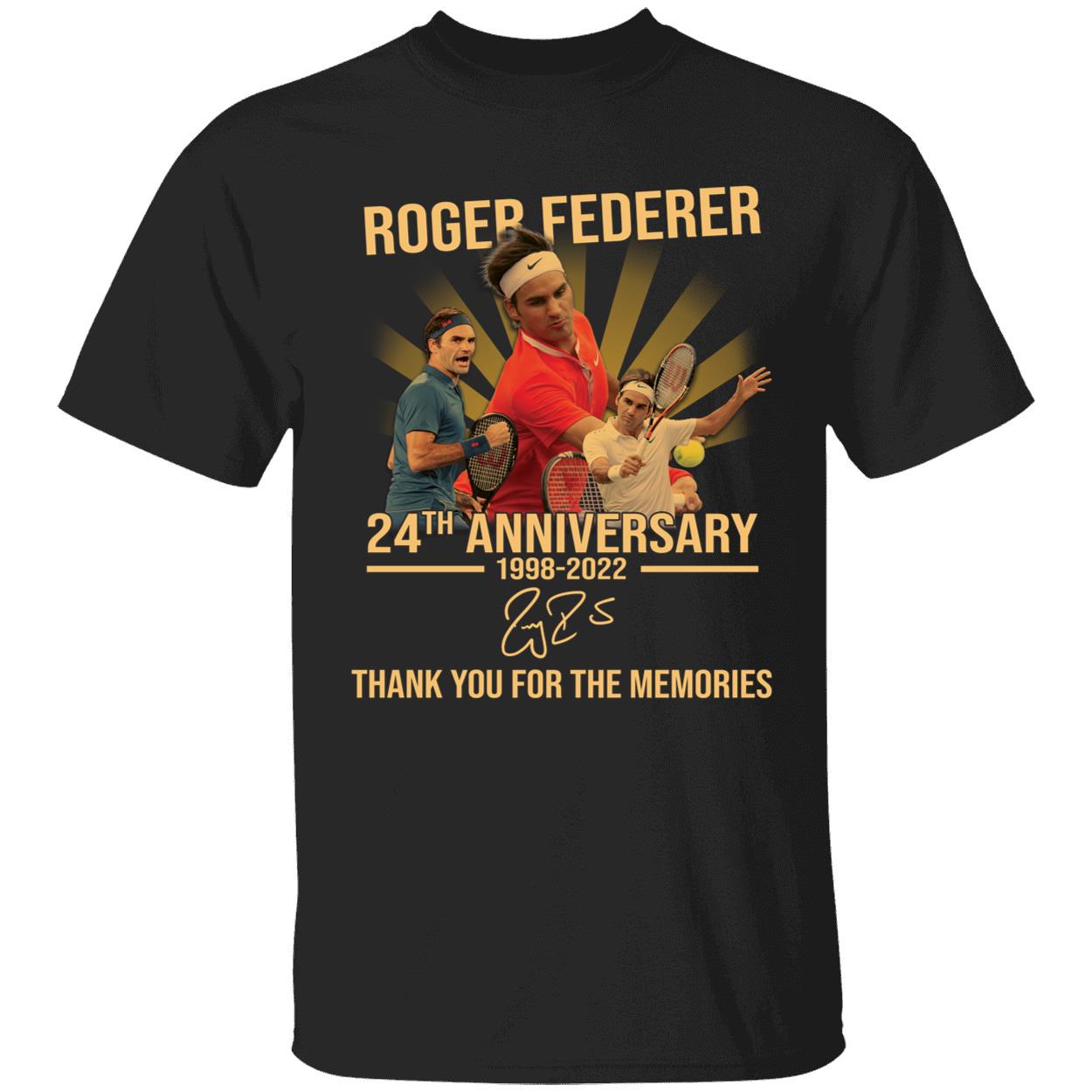 Roger Federer 24th Anniversary 1998 2022 Thank You For The Memories Shirt