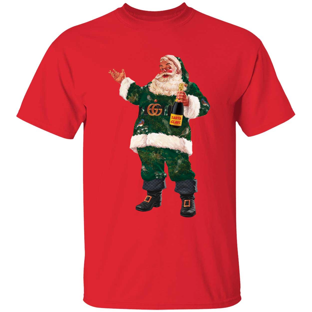 Santa Champagne Bottle Christmas Shirt
