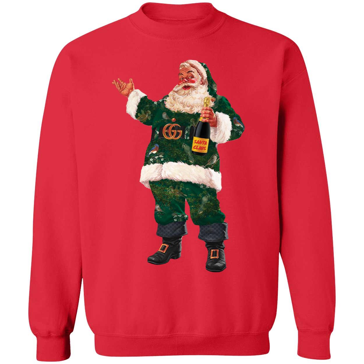 Santa Champagne Bottle Christmas Sweatshirt