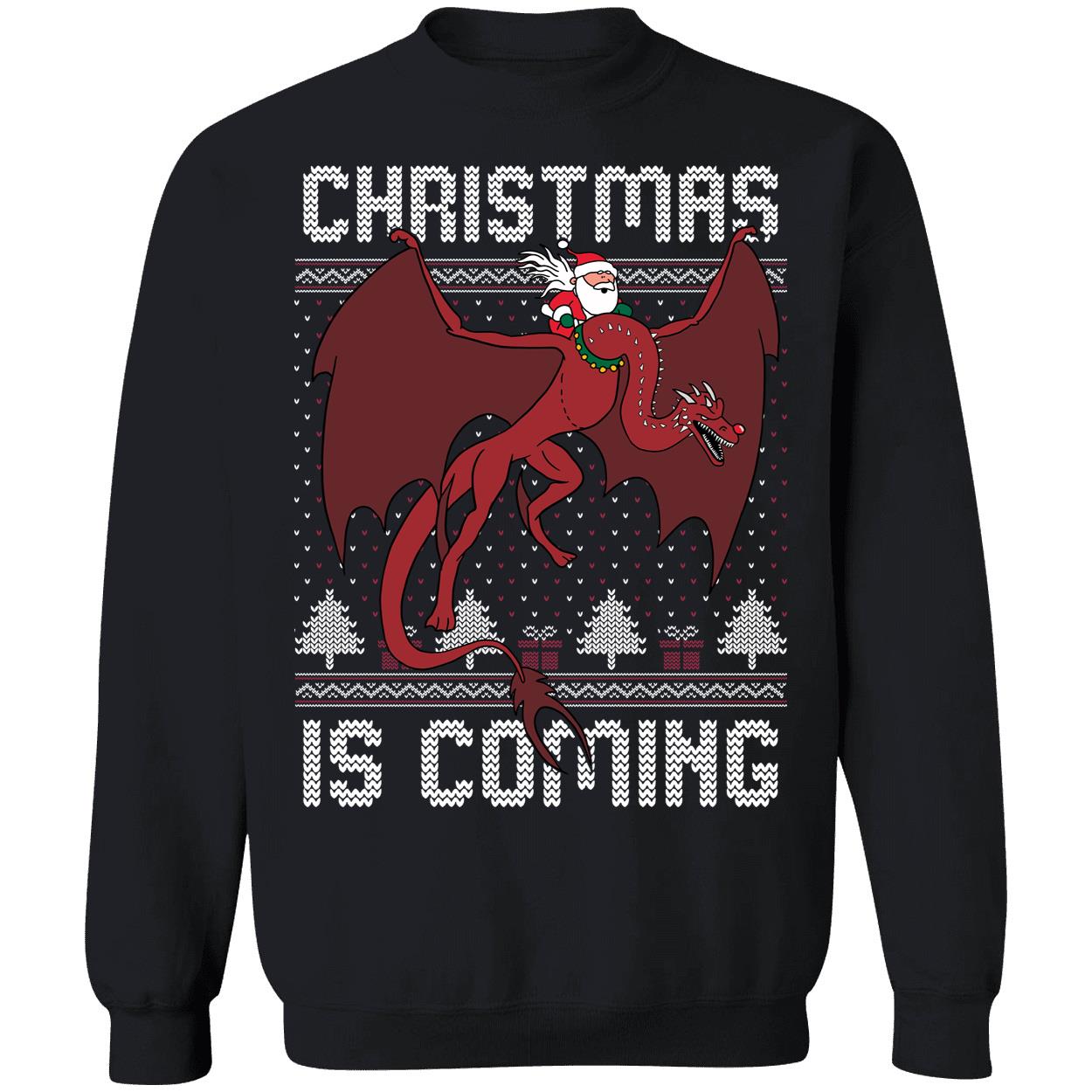 Santa Rides Dragon Christmas Is Coming Sweatshirt