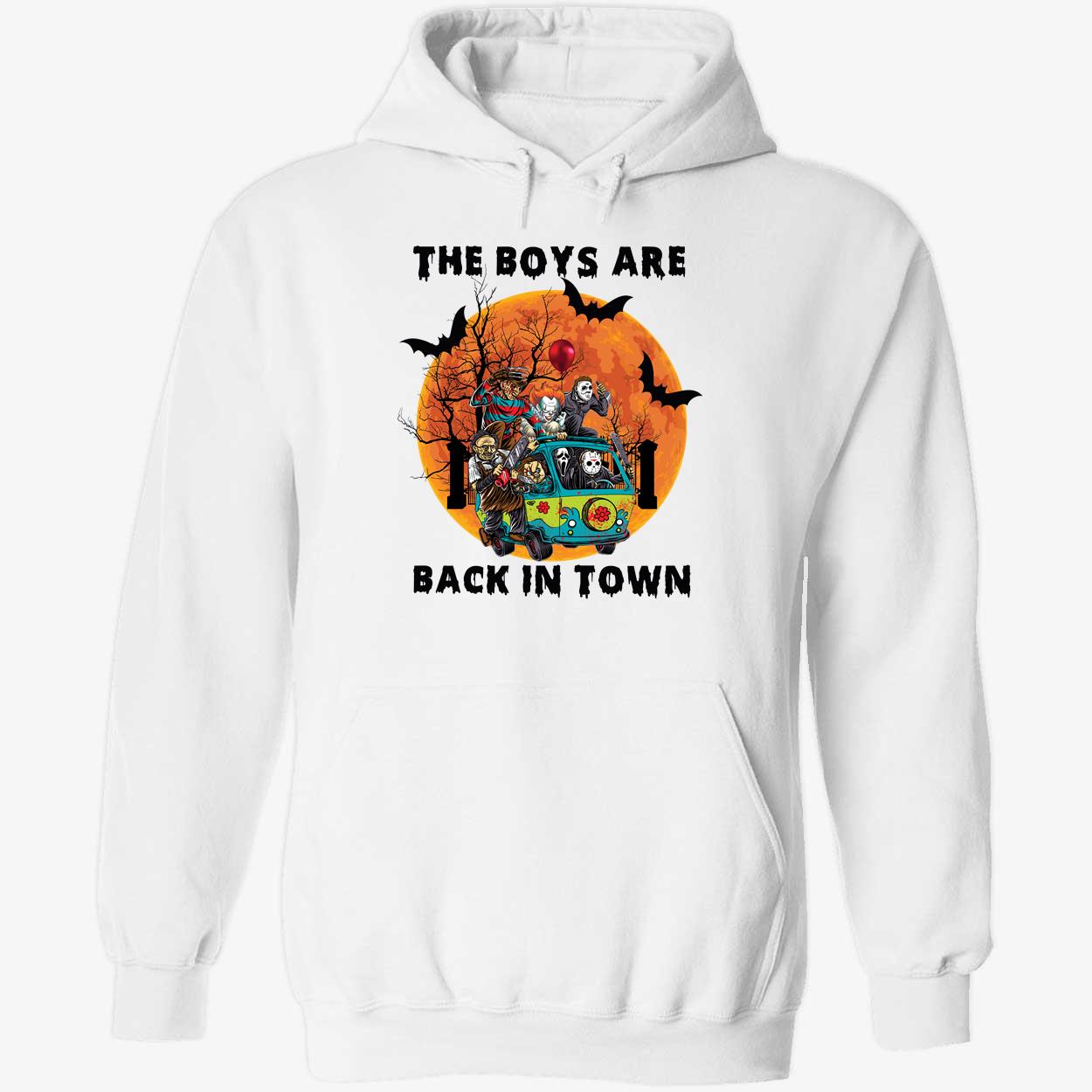 The Boys Are Back In Town Halloween Horror Movie Characters Hoodie