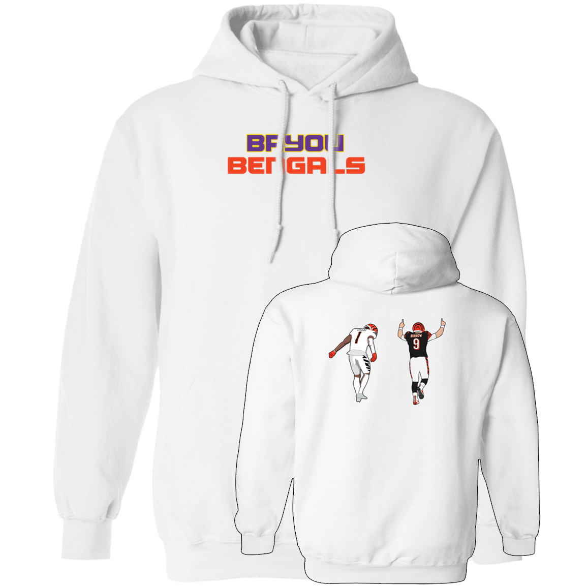 [Front + Back] Joe Burrow Ja'marr Chase Bayou Bengals Hoodie