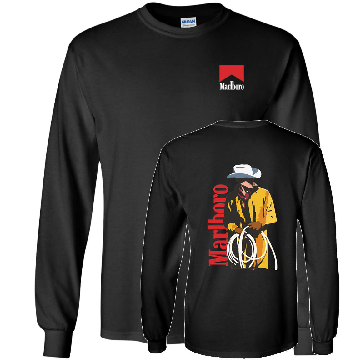 [Front + Back] Vintage 80s Marlboro Cowboy Long Sleeve Shirt