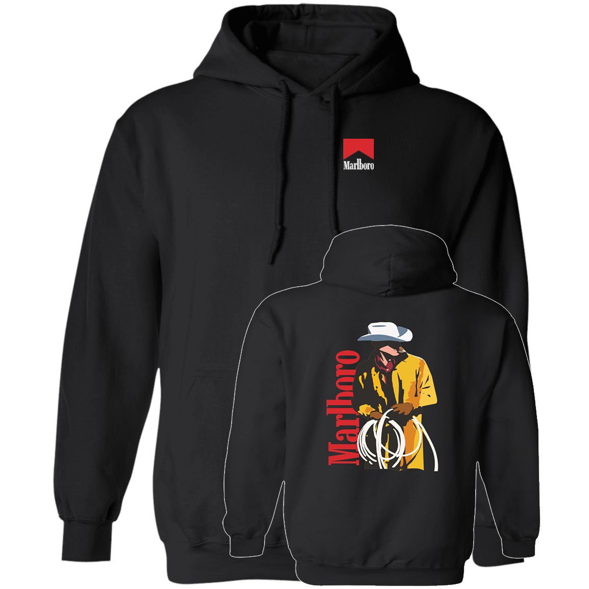 [Front + Back] Vintage 80s Marlboro Cowboy Hoodie
