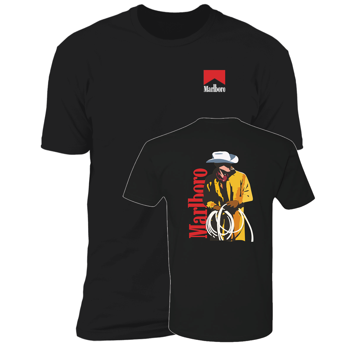 [Front + Back] Vintage 80s Marlboro Cowboy Premium SS T-Shirt