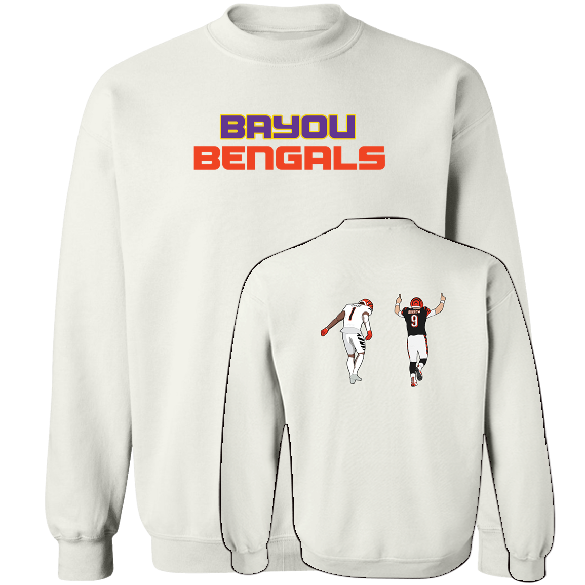 [Front + Back] Joe Burrow Ja'marr Chase Bayou Bengals Sweatshirt