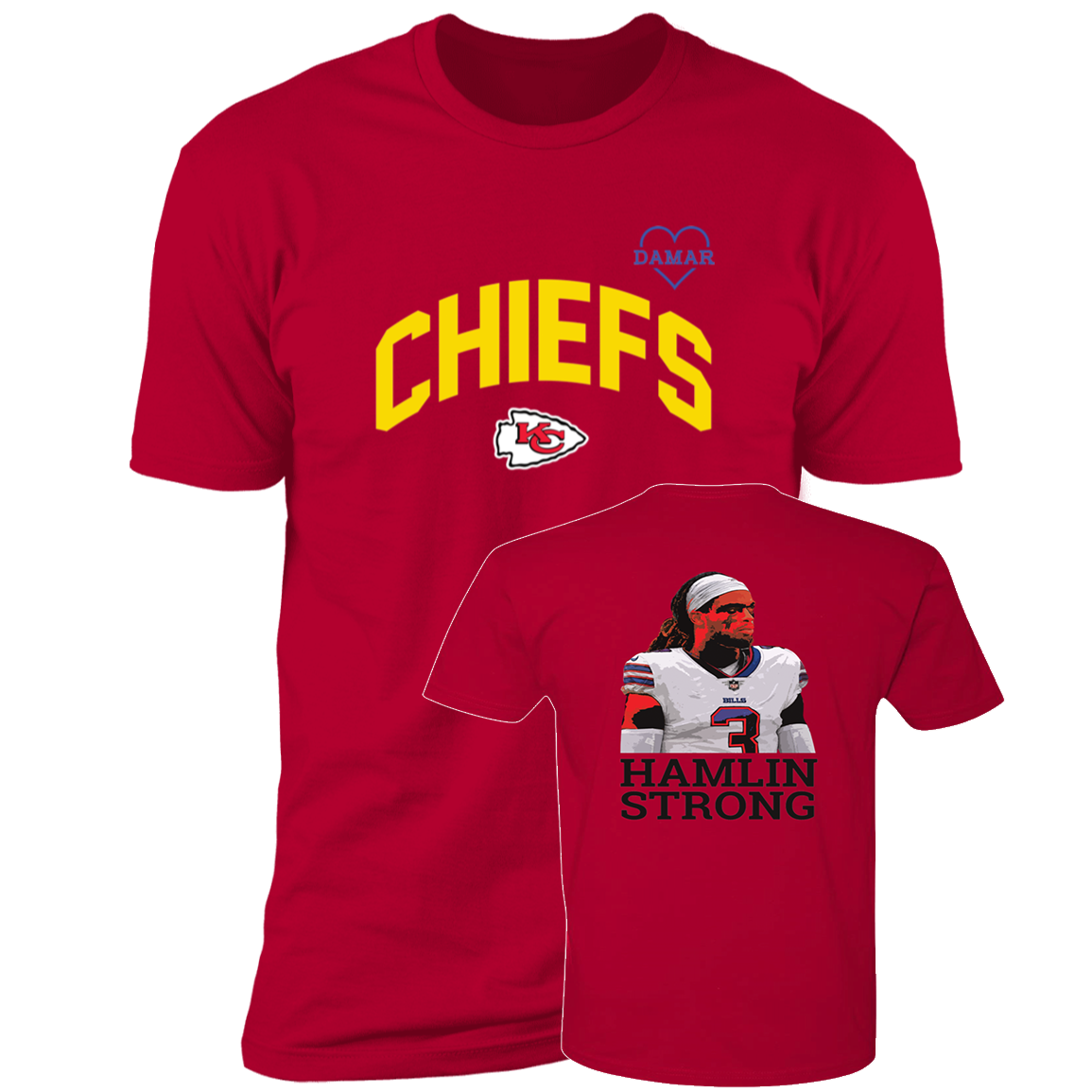 [Front + Back] Patrick Mahomes Damar Hamlin Premium SS T-Shirt