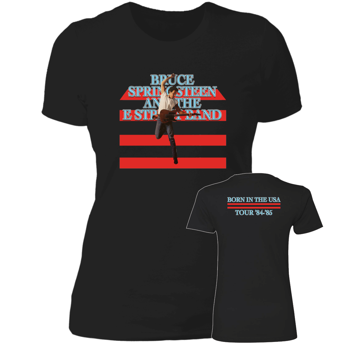 [Front + Back] Bruce Springsteen Born In The USA Ladies Boyfriend Shirt