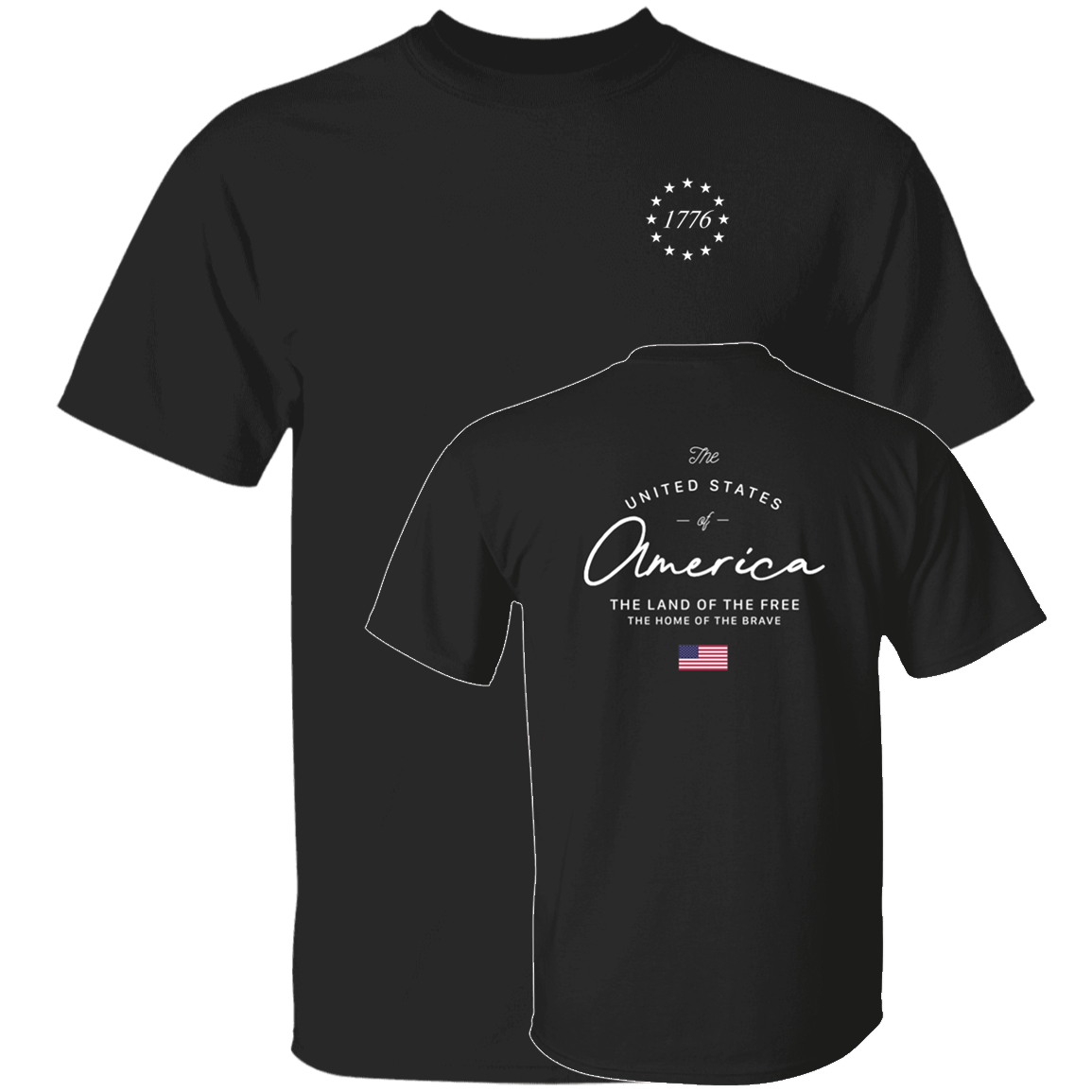 [Front + Back] 1776 United States Of America The Land Of The Free The Home Of The Brave Shirt