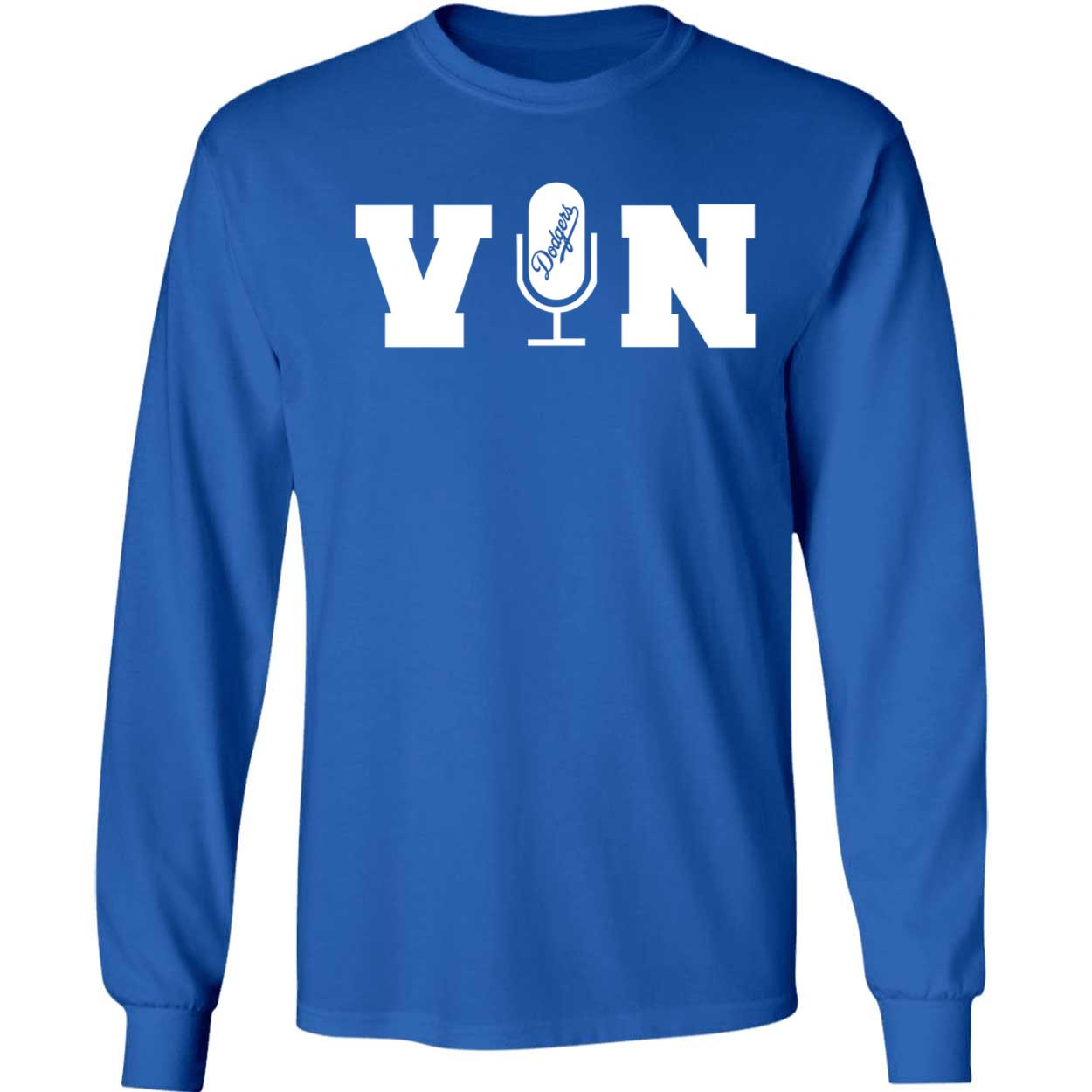 Vin Scully Microphone Dodger Long Sleeve Shirt