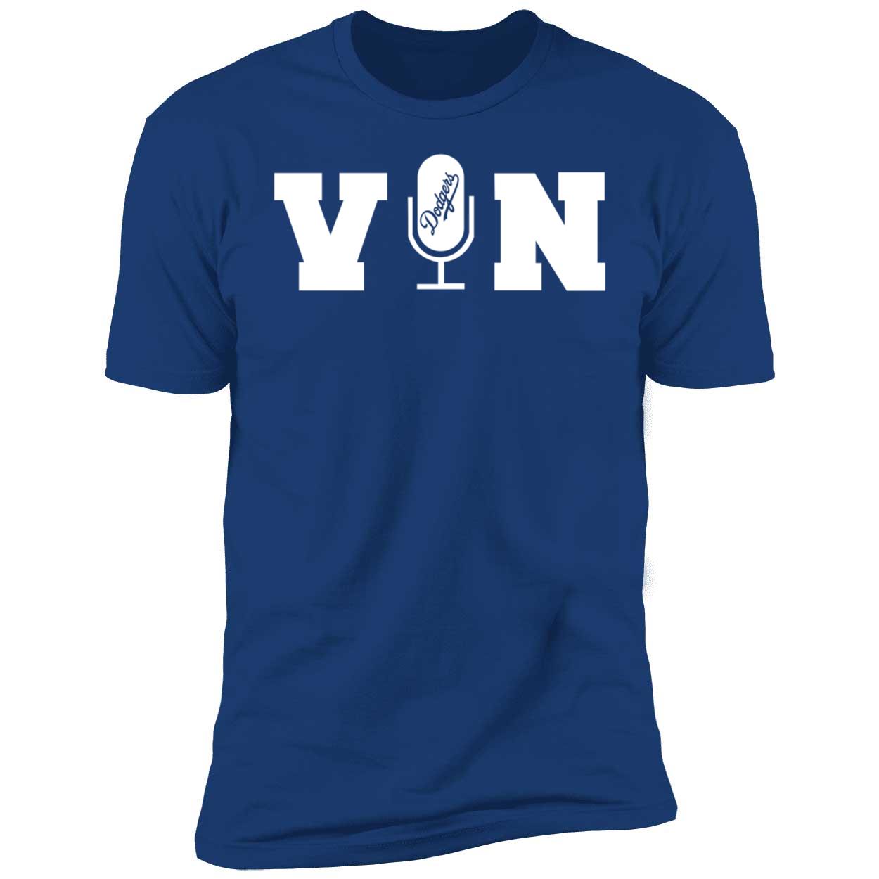 Vin Scully Microphone Dodger Premium SS T-Shirt