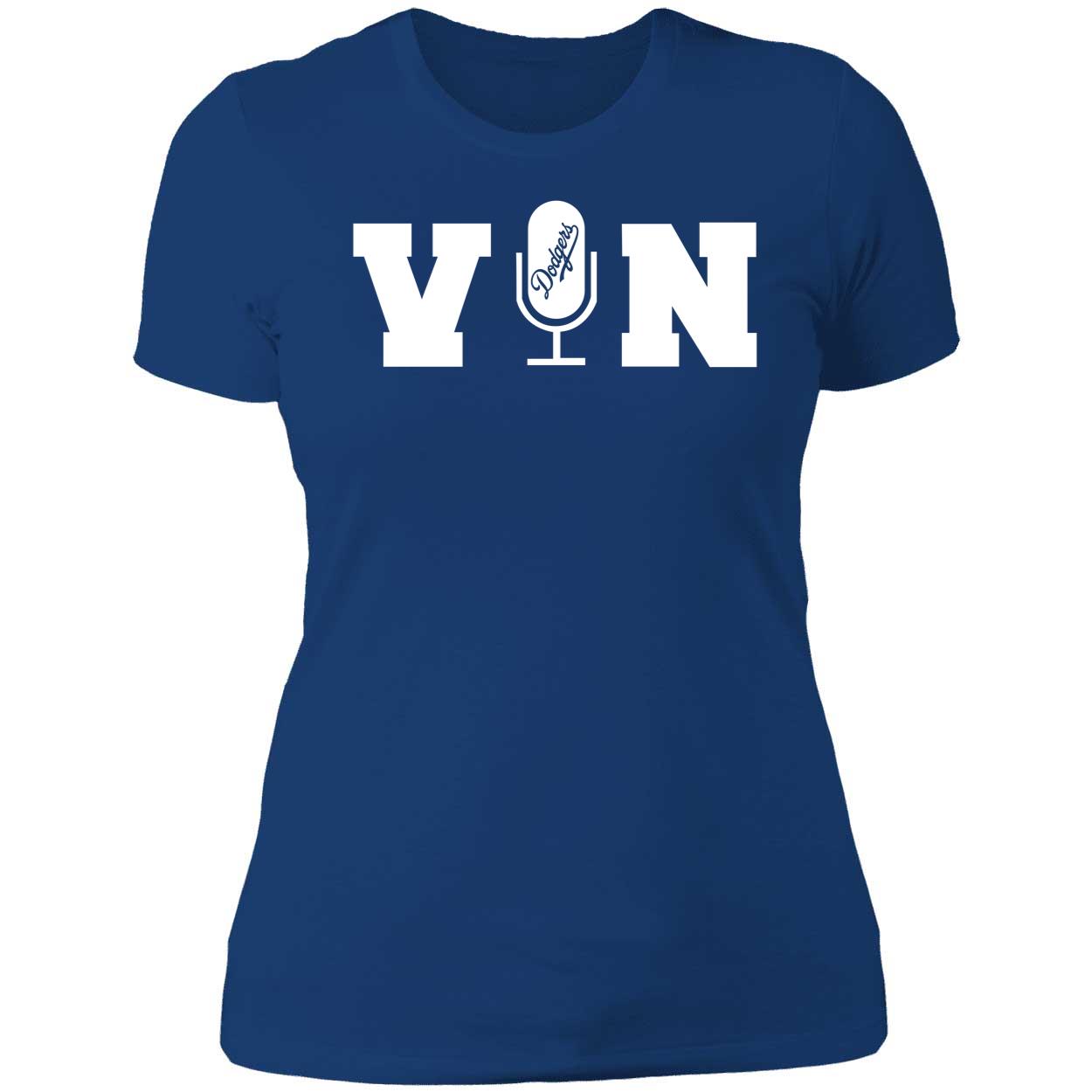 Vin Scully Microphone Dodger Ladies Boyfriend Shirt