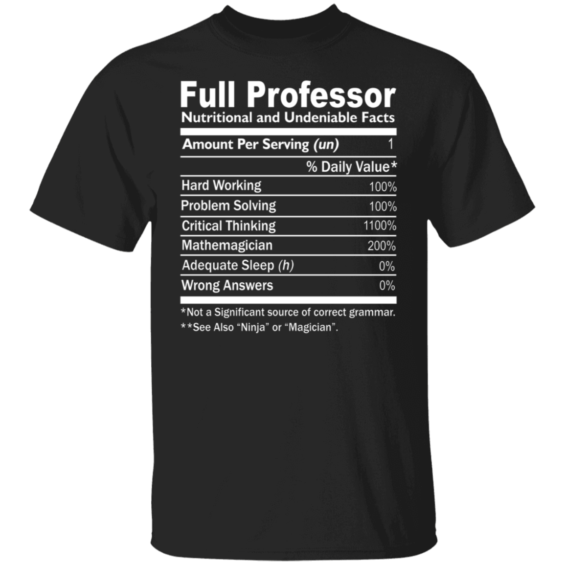 Full Professor Nutritional And Undeniable Facts Shirt