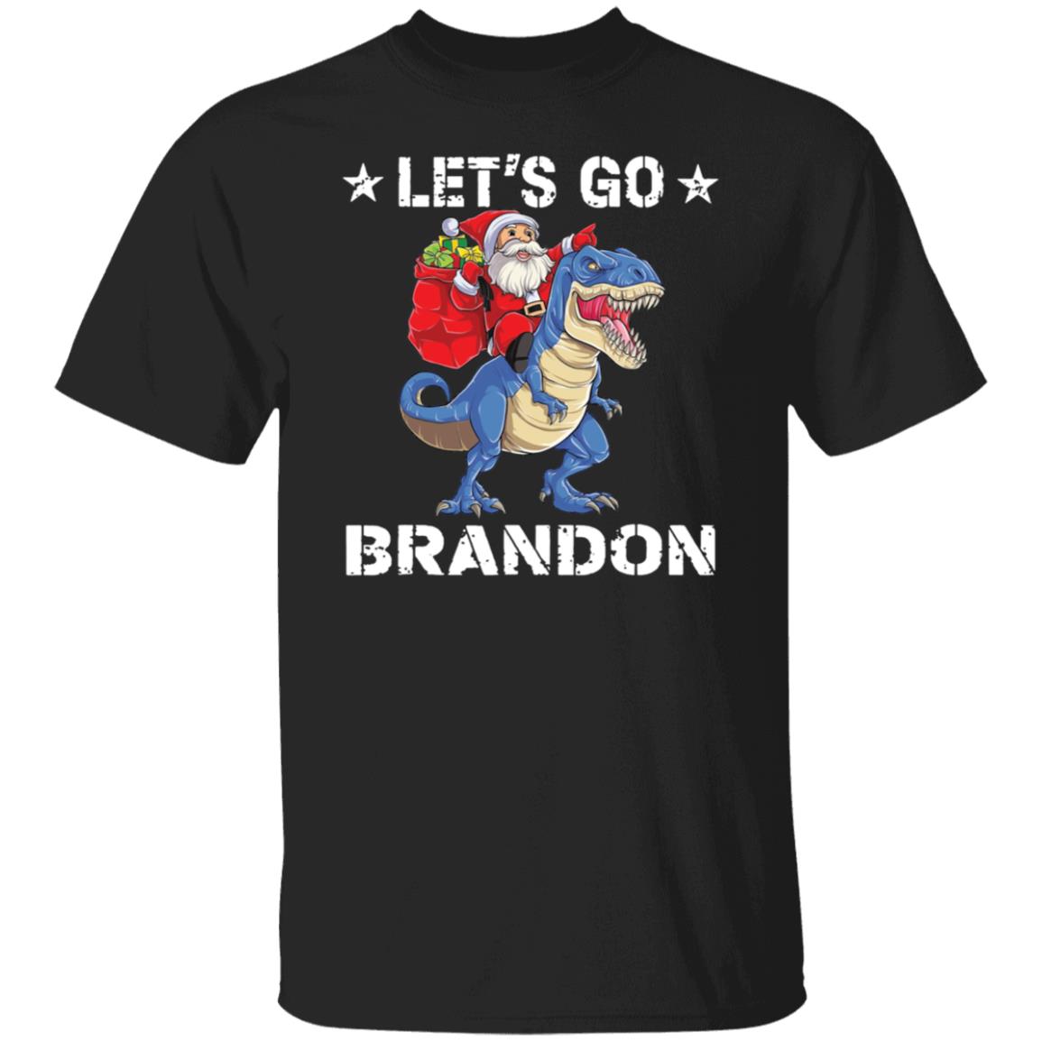 Santa Riding Dinosaur T-rex Let's Go Brandon Christmas Shirt