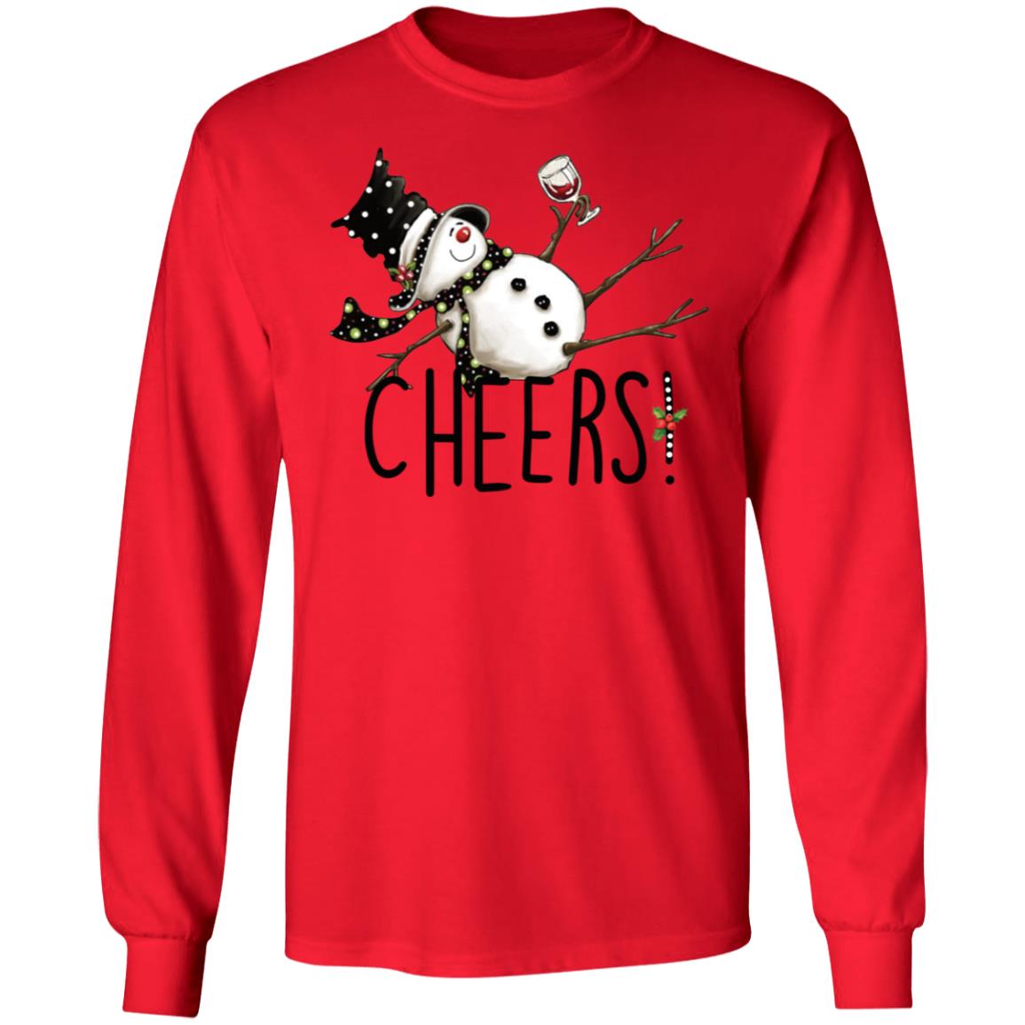 Tipsy Snowman Wine Cheers Long Sleeve Shirt