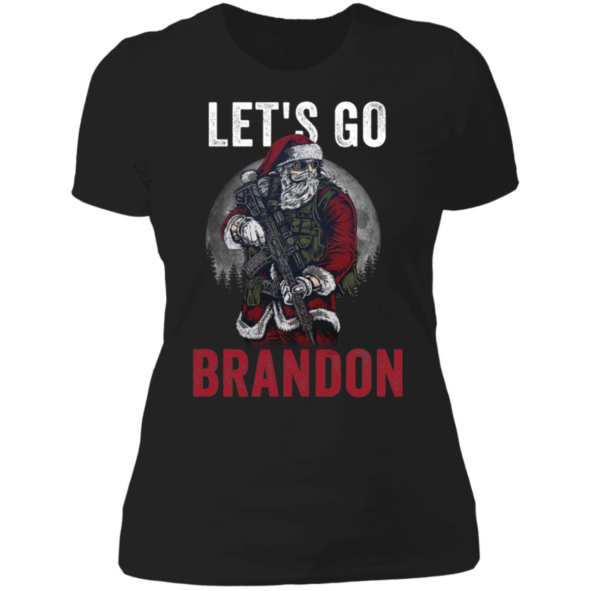 Tactical Santa Let's Go Brandon Christmas Ladies Boyfriend Shirt
