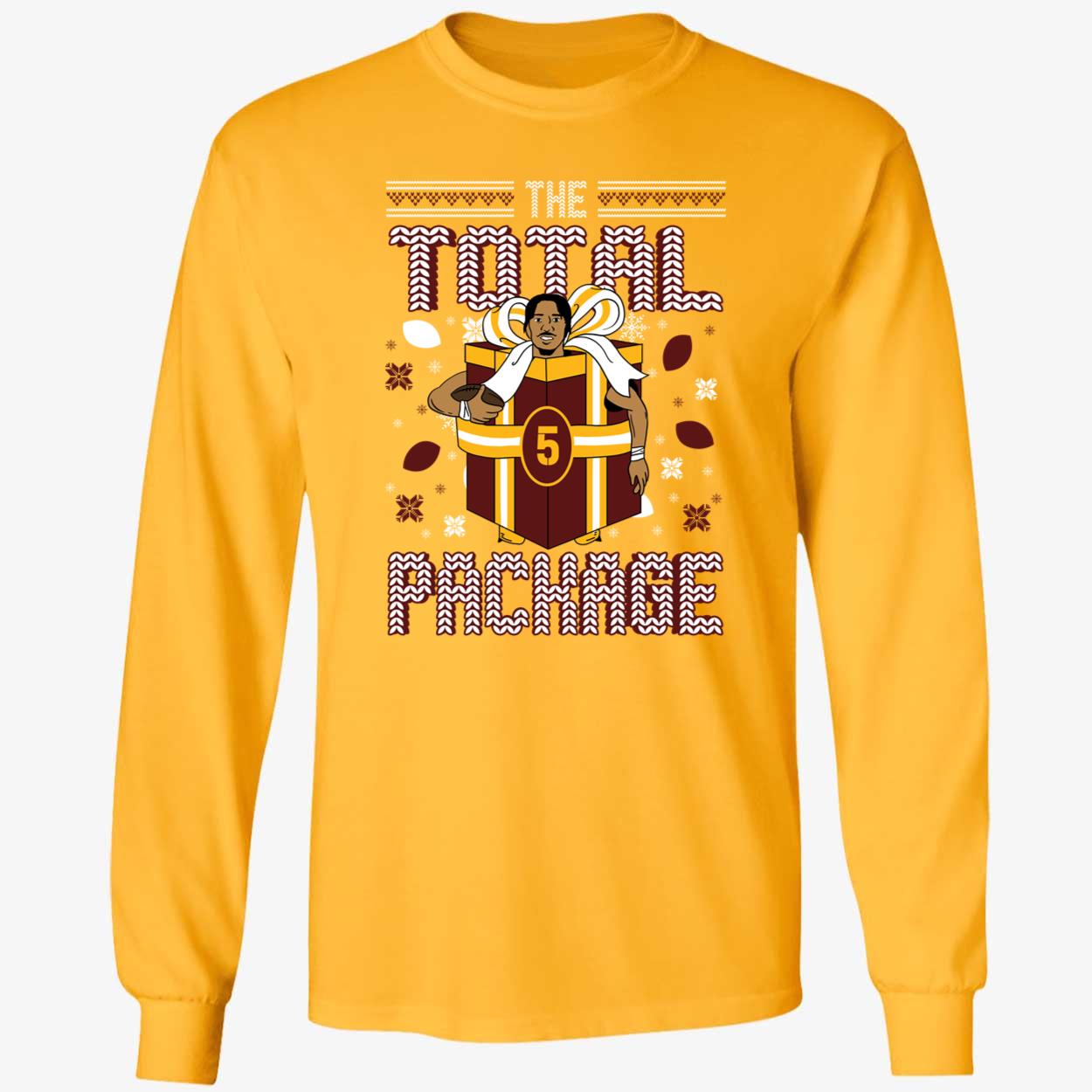 yellow Jayden Daniels The Total Package Ugly Christmas Shirt 4 1.jpg